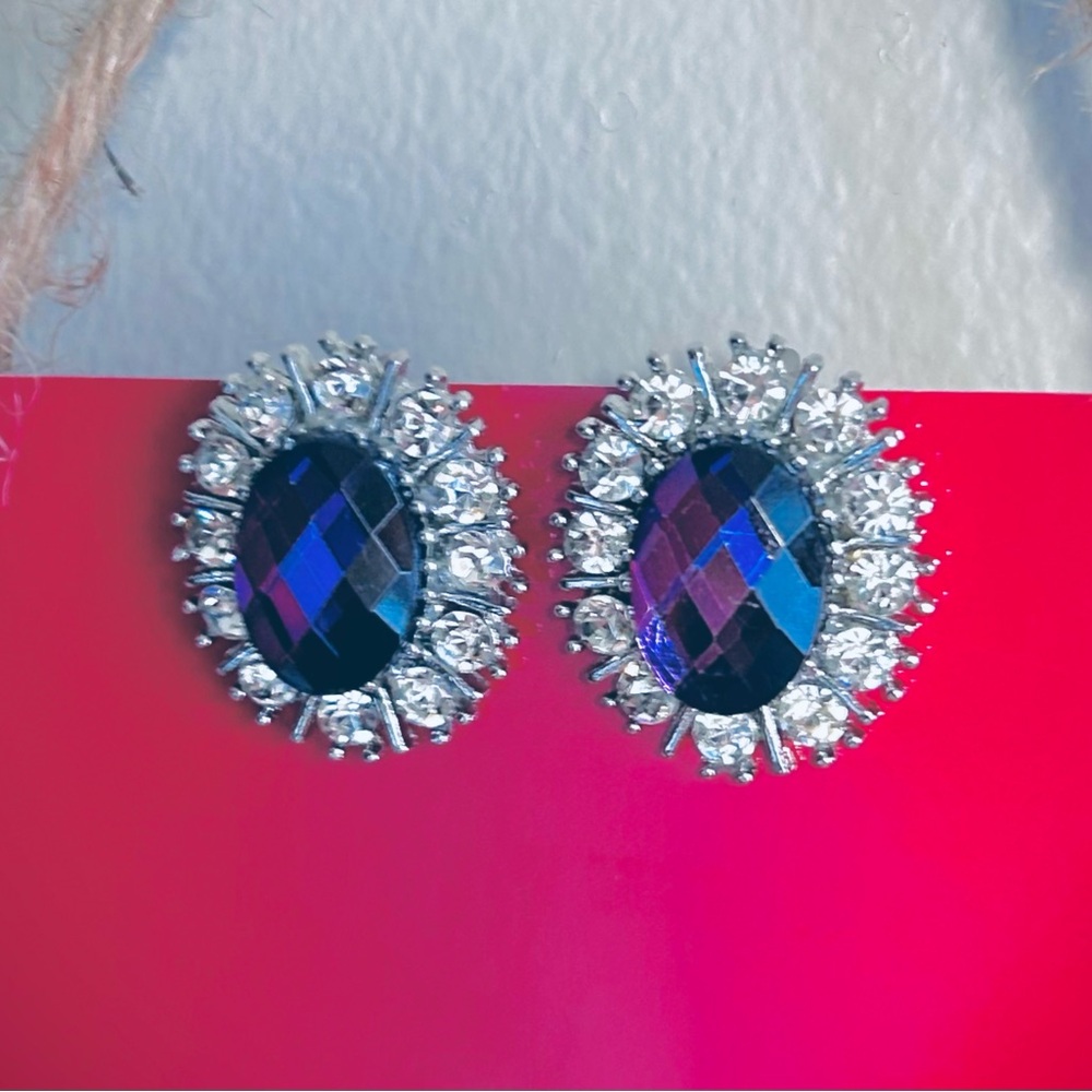 Glamorous Purple and Silver Crystal Earrings